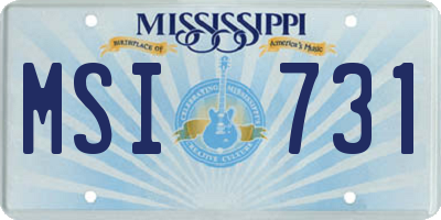 MS license plate MSI731