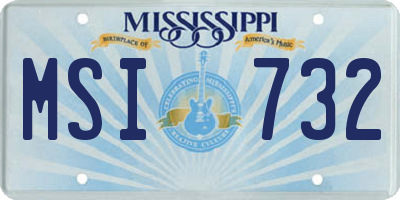 MS license plate MSI732