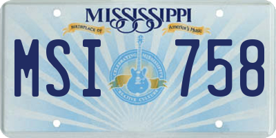 MS license plate MSI758