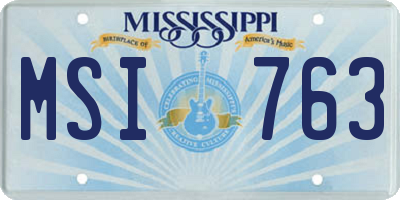 MS license plate MSI763
