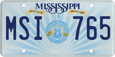 MS license plate MSI765
