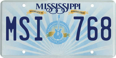 MS license plate MSI768