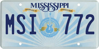 MS license plate MSI772