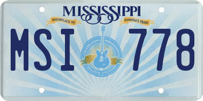 MS license plate MSI778