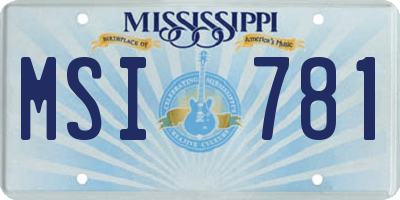 MS license plate MSI781