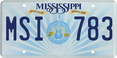 MS license plate MSI783