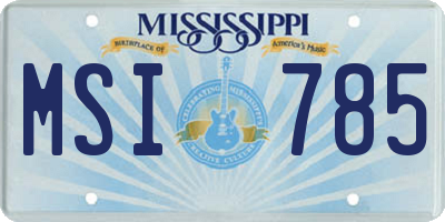 MS license plate MSI785