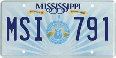 MS license plate MSI791