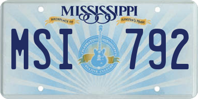 MS license plate MSI792