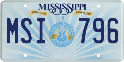 MS license plate MSI796