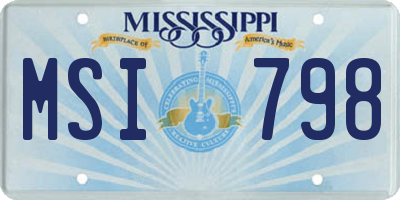 MS license plate MSI798