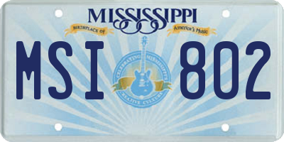 MS license plate MSI802