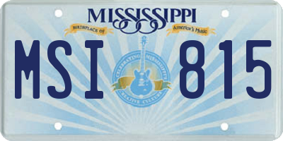 MS license plate MSI815