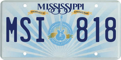 MS license plate MSI818