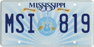 MS license plate MSI819