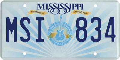 MS license plate MSI834