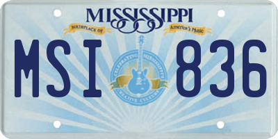 MS license plate MSI836