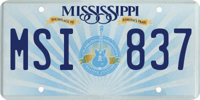 MS license plate MSI837