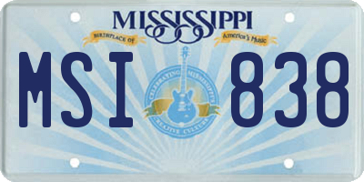MS license plate MSI838