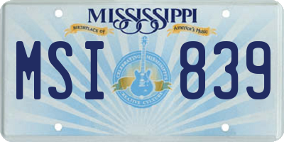 MS license plate MSI839