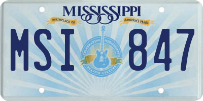 MS license plate MSI847