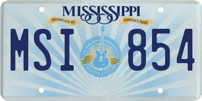 MS license plate MSI854