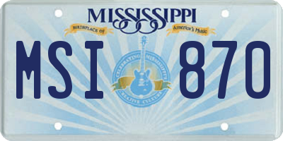 MS license plate MSI870