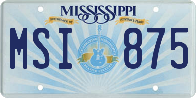 MS license plate MSI875