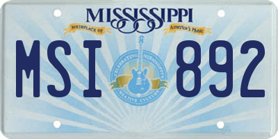 MS license plate MSI892