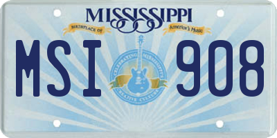 MS license plate MSI908