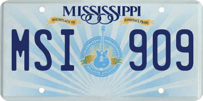 MS license plate MSI909