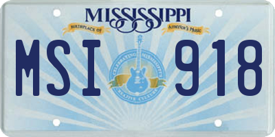 MS license plate MSI918