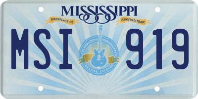 MS license plate MSI919