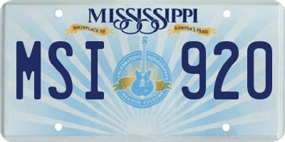 MS license plate MSI920