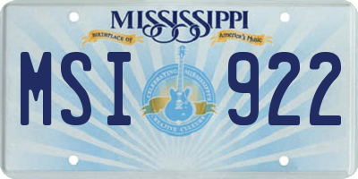 MS license plate MSI922