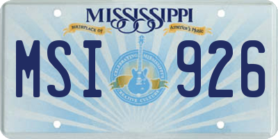 MS license plate MSI926