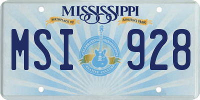 MS license plate MSI928
