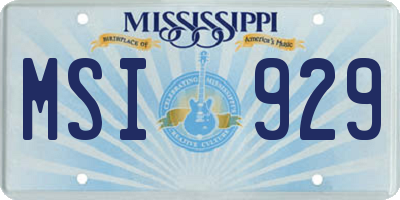 MS license plate MSI929