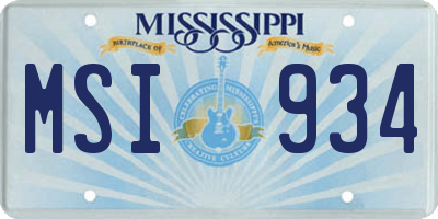 MS license plate MSI934