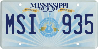 MS license plate MSI935