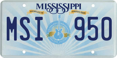 MS license plate MSI950
