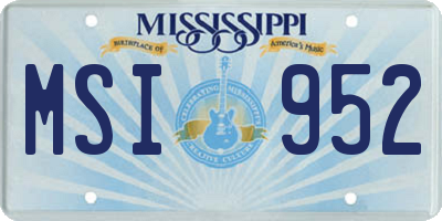 MS license plate MSI952