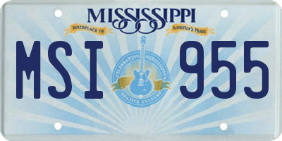 MS license plate MSI955