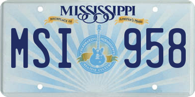 MS license plate MSI958