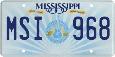 MS license plate MSI968