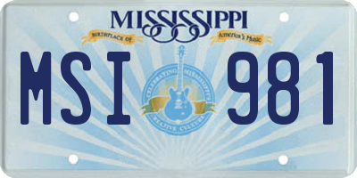 MS license plate MSI981