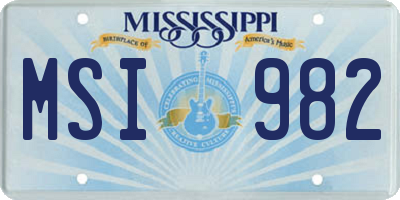 MS license plate MSI982