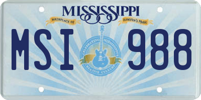 MS license plate MSI988