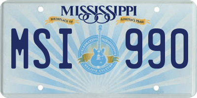 MS license plate MSI990