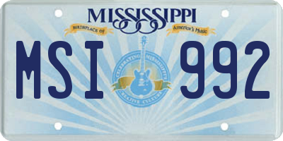 MS license plate MSI992